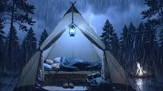 Camping in Super Heavy Rain & Thunderstorm ⛈️ Cozy Tent Rain Sounds for Deep Sleep