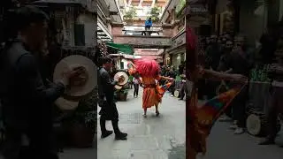 Lakhe newari cultural dance at mandala street