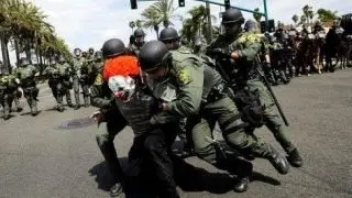 Rocks thrown at police outside Trump rally in California