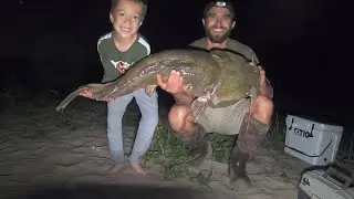 Sandbar camping/fishing with my 5 year old (multiple FLATHEADS&hellip;Catch&Cook)