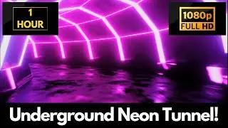 Twisting and Turning Underground Neon Tunnel | VJ Loops | 1 HOUR Wallpaper & LIVE Background!