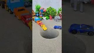 jcb pushing yellow red orange and blue car in pit #jcbtoy #jcb #jcbjcb #jcbvideo #viral