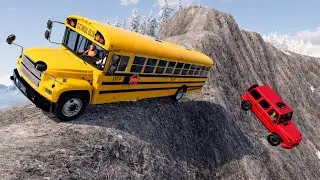 School Bus on a Deadly Cliff Road 😱 | BeamNG.drive#199 