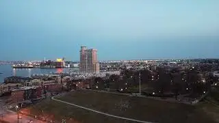 Drone footage of Baltimore inner harbor