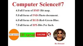 Computer Science#7 AG,BMP,RGB..For all Govt Exam..