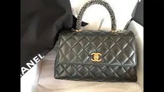 Unboxing Chanel 21A Small Classic Coco Handle - Diamant&eacute; Top Handle,  Dark Silver Calfskin
