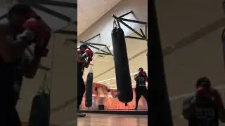 Elijah Tarot Boxing at La Fitness going threw some drills.