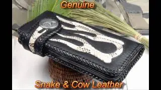 FLAME LEATHER WALLET GENUINE SNAKE & COW SKIN CW-008