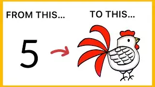 How to draw a rooster step by step| Rooster drawing with number 5