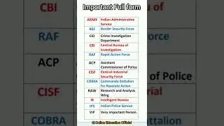Full Form Of BSF, ARMY, CID, CBI, RAF, ACP, COBRA #gk #knowledge #shorts