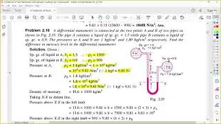 Differentiatial Manometer Numericals part -1