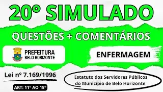 💎20° Simulado de Questões - Lei 7.169/1996 – Estatuto dos Servidores Municipais de Belo Horizonte