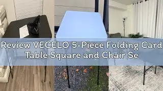 Review VECELO 5-Piece Folding Card Table Square and Chair Set, Padded Upholstery Tabletop & Seat, Fo