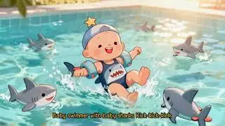 Baby Swimmer with Baby Sharks 🦈🍼 Fun Water Dance Song for Toddlers