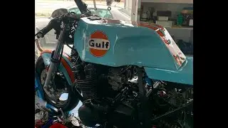 Gulf racing inspired cafe racer paint #custompaint