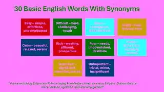 30 Basic English Words with Synonyms | Boost Your Vocabulary | Education Ph