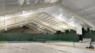 R-16 Reflective Insulated Ceiling System and BEST Lights Indirect DISC LED for indoor tennis clubs.