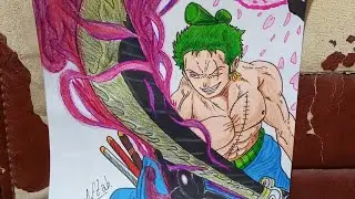 Zoro Drawing Colour.... Art collab my first time challenge #onepiece #luffy #sanji #nami #usopp