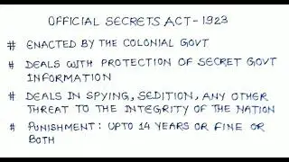 Law Class 4: Official Secrets Act 1923