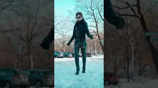 WALKING OVER SNOW AND ICE IN GIARO OVERKNEE HIGH HEELED BOOTS