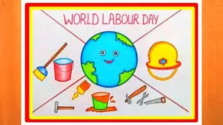 World Labour Day Drawing Easy Steps || How to Draw Labour Day || World Labour Day Poster Drawing