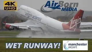 Wet Runway Action at Manchester Airport 8th November 2018 4K Plane Spotting