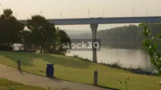 Veterans Bridge Over Tennessee River Viewed From Coolidge Park, Chattanooga, USA