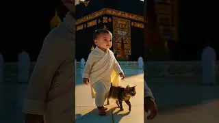 **Kaaba Mein Gum Masoom Bacha Aur Uski Wafadar Cat 🕋🤍 | Islamic Shorts** #islamicshort# #cutebaby