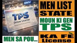 DRIVER  License TPS NOVEL FEK TONBE  YO VLE DAT FINI AN POU BAY LI