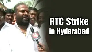 RTC employees strike against TSRTC at Bus Bhavan in Hyderabad (02-04-2015)