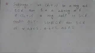 23. Subring Definition and proof of one step test | ring theory | AdnanAlig