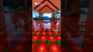 Epoxy floor of lit stained glass roses #satisfying