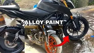 DUKE 250 ALLOY WHEEL PAINT AT HOME WITH SPRAY CANS || THE NORTHEAST BIKER ||