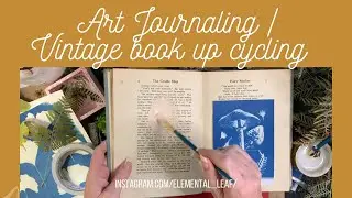 Art journaling for beginners with Solar printing prints and a vintage book.
