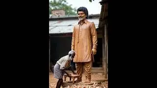Incredible wooden statue of Vijay Thalapathy a tribute to the ultimate star.