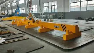 Magnetic lifting beam test video for steel plates handling.