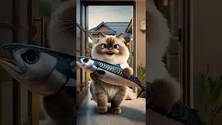 Chef Cat cooks the big fish #story #shorts #cat
