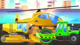 🚁 YELLOW Helicopter Puzzle Game! Learn Vehicles & Colors | Construction & Rescue Trucks for Kids