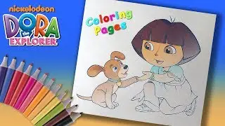 Dora the Explorer Coloring Book for Kids. Dora plays with the Puppy