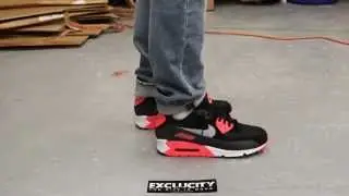 Air Max 90 Essential Black - Atomic Red On-feet Video at Exclucity