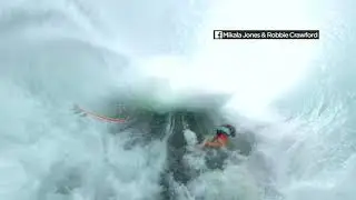 360 perspective of surfer wiping out off coast of Mexico