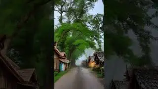 Misty Village Road: A Quiet Path Through the Fog