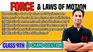 The velocity of a body of mass 10 kg increases from 4 m/s to 8 m/s when a force acts on it for 2 s.