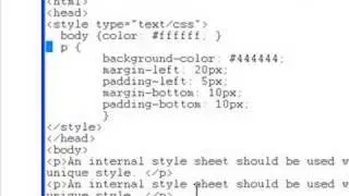 CSS -- Using Internal Style Definitions