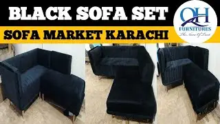 Black Sofa Set|Sofa Market Karachi|Lalukhet furniture market Karachi|QH Furnitures #interiordesign