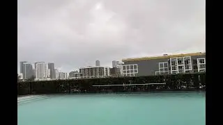 Miami Rooftop Pool in the Rain | Ambient 4K City View