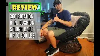 Bme Ergonomic Wicker Papasan Chair with Soft Thick Density Fabric Cushion and 360 Degrees Swivel