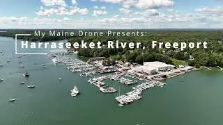Boating on the Harraseeket River, Freeport Maine (Full Length) 4K Aerial Footage