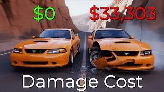 Realistic Crashes BeamNG.drive Damage Cost Ford Mustang SVT Cobra R (2000) | Epic Wallet Survival