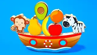 Learn fruits and animals with Wooden Toy Ship | Tino Cartoon for Toddlers
